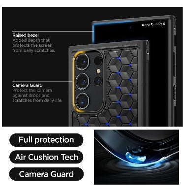 SAMSUNG GALAXY S24 ULTRA PREMIUM CRYO ARMOR CASE BLACK/BLUE | SPIGEN