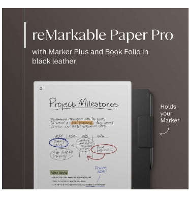 REMARKABLE PAPER PRO WITH MARKER PLUS & PREMIUM LEATHER FOLIO CASE BLACK