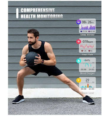 QVEV MULTIFUNCTION MULTISPORT SMARTWATCH FITNESS TRACKER BLACK
