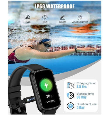 QVEV MULTIFUNCTION MULTISPORT SMARTWATCH FITNESS TRACKER BLACK