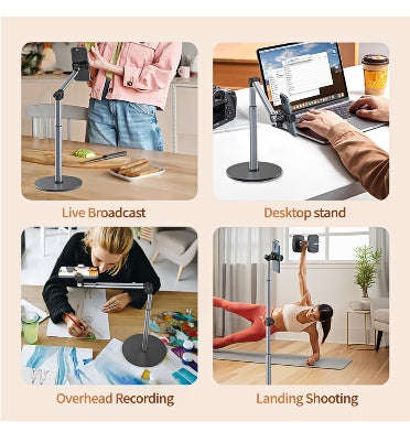 HEAVY DUTY ALUMINUM OVERHEAD 35CM FLEXIBLE 360 ARTICULATING ARM PHONE MOUNT STAND