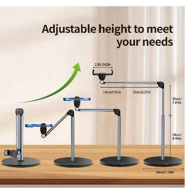 HEAVY DUTY ALUMINUM OVERHEAD 35CM FLEXIBLE 360 ARTICULATING ARM PHONE MOUNT STAND