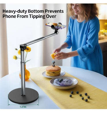 HEAVY DUTY ALUMINUM OVERHEAD 35CM FLEXIBLE 360 ARTICULATING ARM PHONE MOUNT STAND