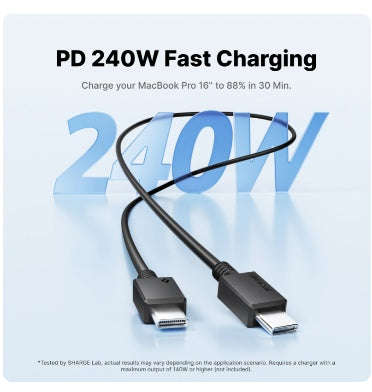 SHARGE USB-C 240W FAST CHARGING CABLE 1.5M BLACK