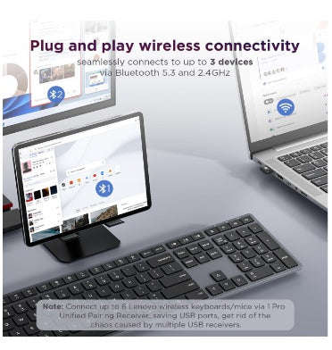 LENOVO 700 MODERN MULTI-DEVICE WIRELESS KEYBOARD LUNA GREY