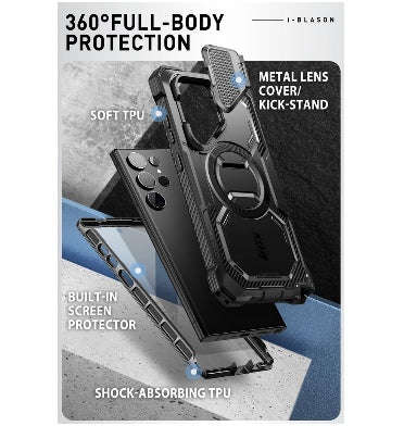 SAMSUNG GALAXY S24 ULTRA PREMIUM FULL BODY ARMORBOX MAGSAFE PROTECTIVE CASE BLACK | I-BLASON