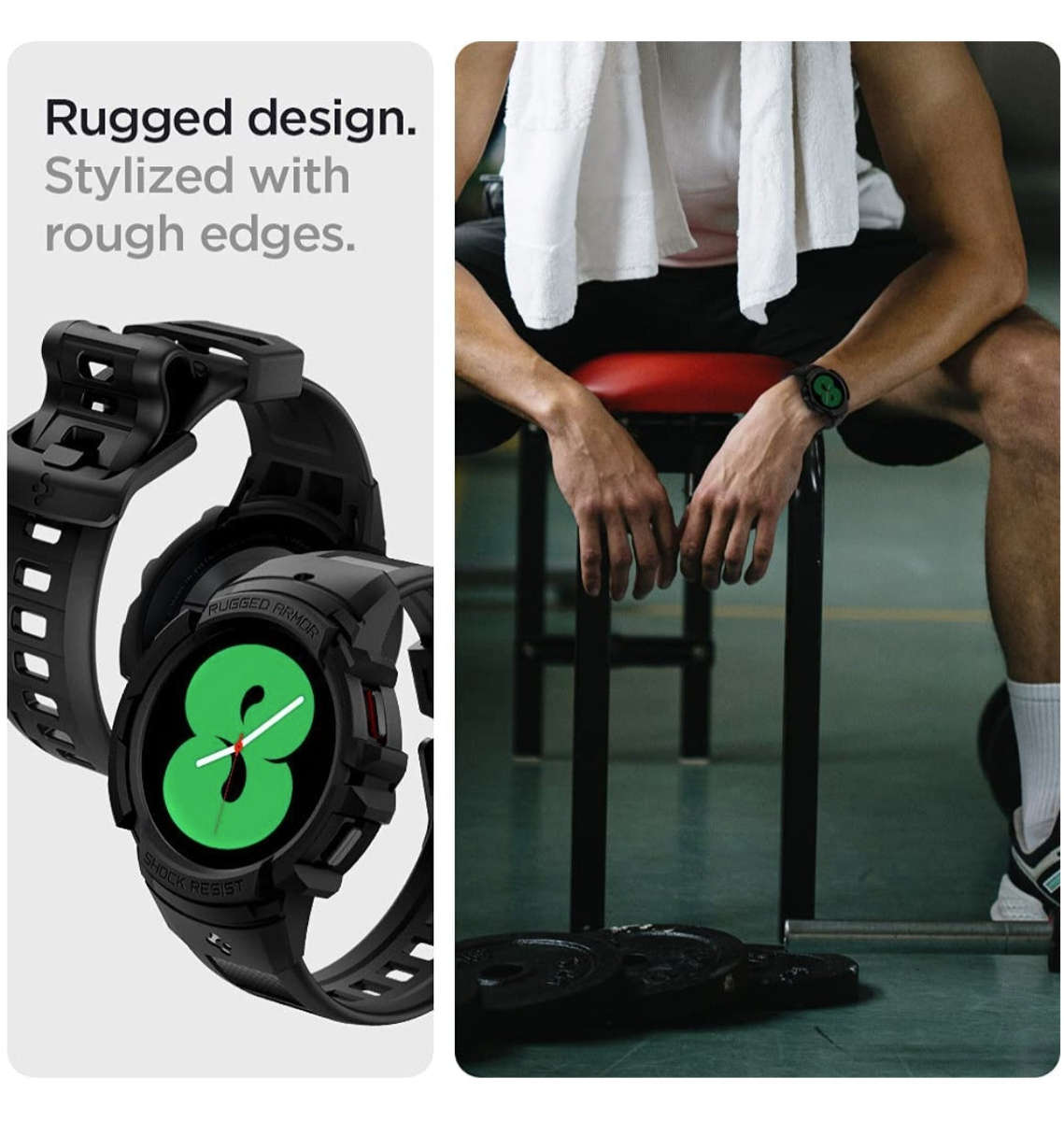 SAMSUNG GALAXY WATCH 4 PREMIUM RUGGED ARMOR PRO CASE 44MM BLACK | SPIGEN