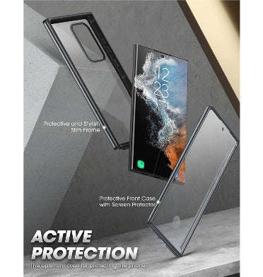 SAMSUNG GALAXY S23 ULTRA PREMUIM SLIM EDGE XT BUMPER CASE WITH BUILT-IN SCREEN PROTECTOR BLACK/CL...