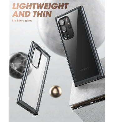 SAMSUNG GALAXY S23 ULTRA PREMUIM SLIM EDGE XT BUMPER CASE WITH BUILT-IN SCREEN PROTECTOR BLACK/CL...