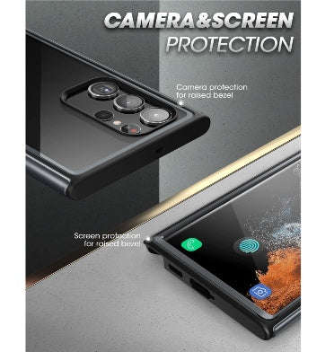 SAMSUNG GALAXY S23 ULTRA PREMUIM SLIM EDGE XT BUMPER CASE WITH BUILT-IN SCREEN PROTECTOR BLACK/CL...