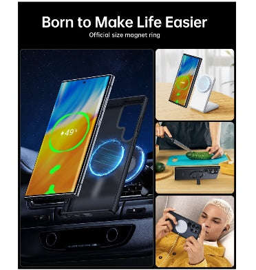 SAMSUNG GALAXY S23 ULTRA PREMIUM MAGSAFE MAGIC MAG SERIES CASE TRANSLUCENT BLACK | MEIFIGNO