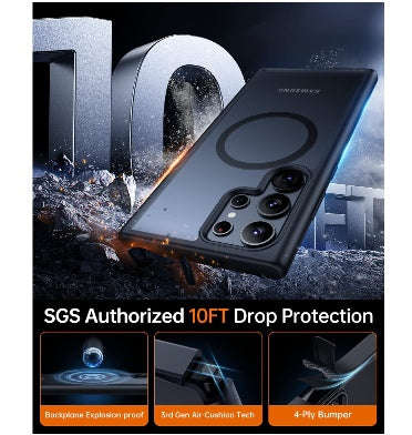 SAMSUNG GALAXY S23 ULTRA PREMIUM MAGSAFE MAGIC MAG SERIES CASE TRANSLUCENT BLACK | MEIFIGNO