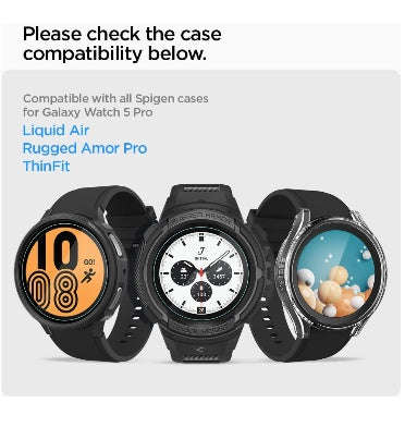 SAMSUNG GALAXY WATCH 5 PRO PREMIUM TEMPERED GLASS SCREEN PROTECTOR 45MM 2PK | SPIGEN