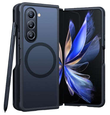 SAMSUNG GALAXY Z FOLD 5 PREMIUM MAGSAFE SLIM TRANSLUCENT BUMPER CASE WITH PEN HOLDER BLACK/CLEAR