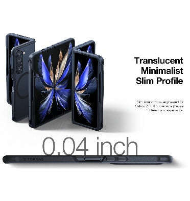 SAMSUNG GALAXY Z FOLD 5 PREMIUM MAGSAFE SLIM TRANSLUCENT BUMPER CASE WITH PEN HOLDER BLACK/CLEAR