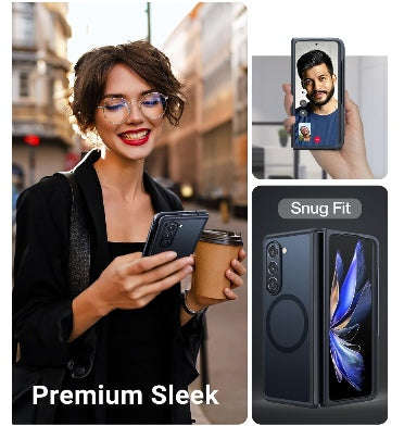 SAMSUNG GALAXY Z FOLD 5 PREMIUM MAGSAFE SLIM TRANSLUCENT BUMPER CASE WITH PEN HOLDER BLACK/CLEAR