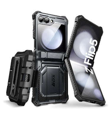 SAMSUNG GALAXY Z FLIP 5 PREMIUM FULL BODY ARMORBOX PROTECTIVE HOLSTER CASE BLACK | I-BLASON