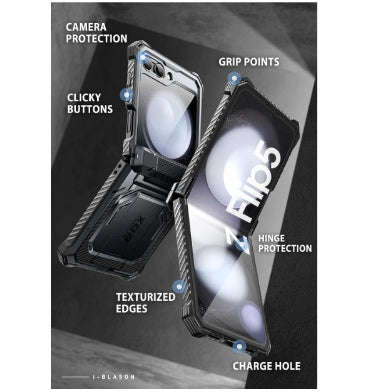 SAMSUNG GALAXY Z FLIP 5 PREMIUM FULL BODY ARMORBOX PROTECTIVE HOLSTER CASE BLACK | I-BLASON