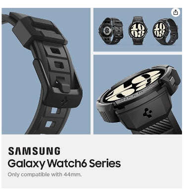 SAMSUNG GALAXY WATCH 6 PREMIUM RUGGED ARMOR PRO CASE 44MM BLACK | SPIGEN