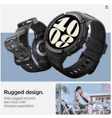 SAMSUNG GALAXY WATCH 6 PREMIUM RUGGED ARMOR PRO CASE 44MM BLACK | SPIGEN