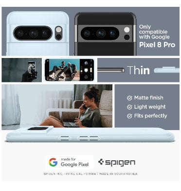 GOOGLE PIXEL 8 PRO PREMIUM SLIM THIN FIT CASE MUTE BLUE | SPIGEN