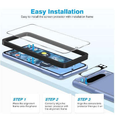 GOOGLE PIXEL 8 PRO PREMIUM TEMPERED GLASS SCREEN AND CAMERA LENS PROTECTOR 6PK | OMOTON