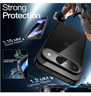 GOOGLE PIXEL 9 / 9 PRO PREMIUM PROTECTIVE TPU CASE CLEAR/BLACK | JETECH