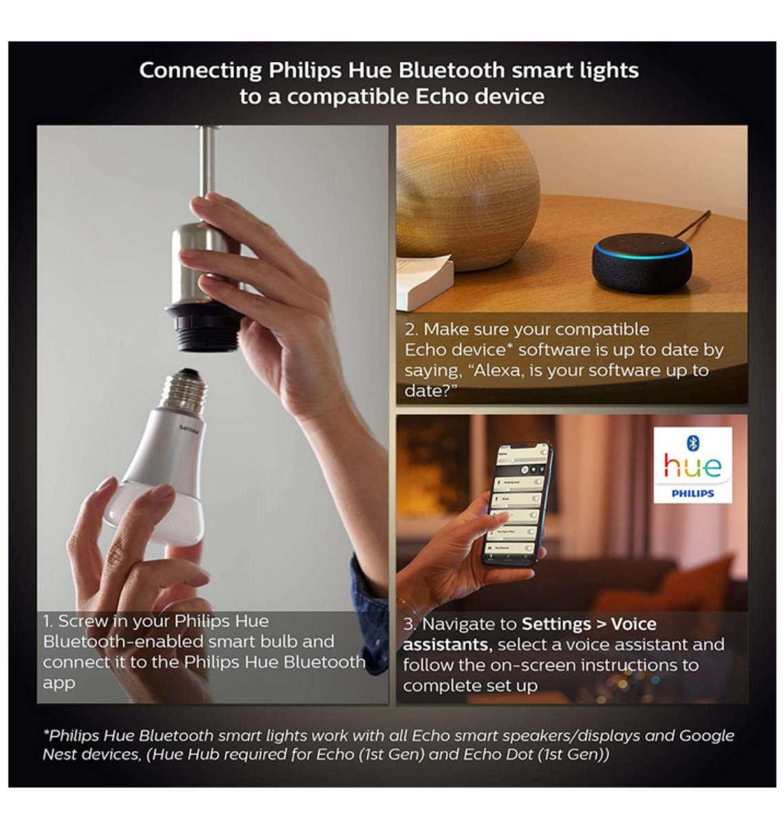 PHILIPS HUE A19 LED SMART BULB WHITE 4PK