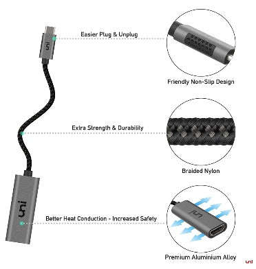 USB-C TO HDMI 4K ADAPTER NYLON BRAIDED CABLE BLACK | UNI