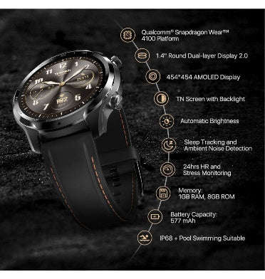 TICWATCH PRO 3 GPS SMARTWATCH SHADOW BLACK