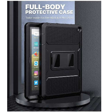 AMAZON FIRE HD 8" PLUS TABLET (2020) FULL BODY RUGGED PROTECTIVE CASE BLACK | MOKO