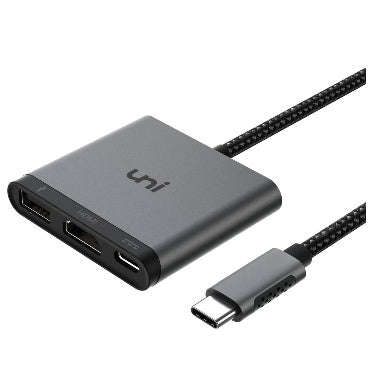 USB-C TO HDMI 4K 3in1 ADAPTER NYLON BRAIDED CABLE BLACK | UNI