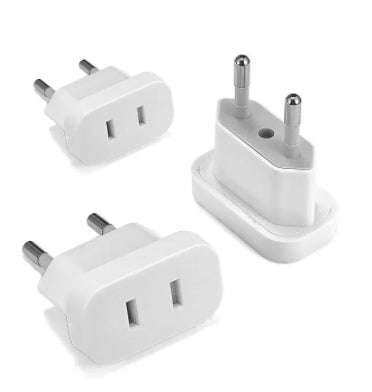 US/EU SLIMLINE 2PIN ADAPTOR PLUG WHITE 3PK