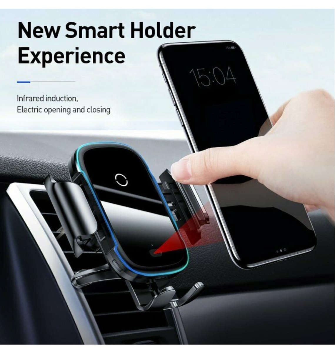 BASEUS 15W WIRELESS CAR CHARGER VENT/DASH MOUNT WITH IR SENSOR