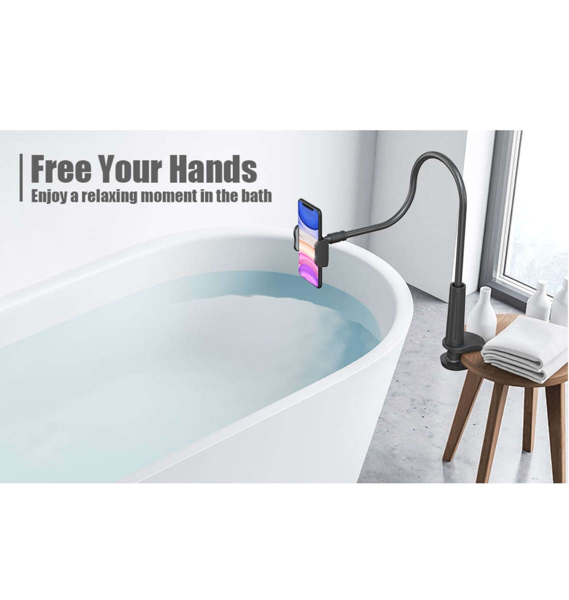 GOOSENECK FLEXIBLE ARM WEBCAM MOUNT WITH ADJUSTABLE CLAMP BLACK | PUROMA