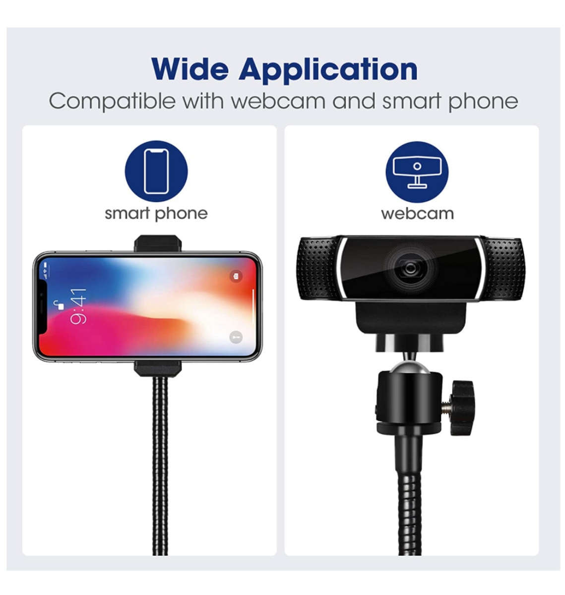 GOOSENECK FLEXIBLE ARM WEBCAM MOUNT WITH ADJUSTABLE CLAMP BLACK | PUROMA