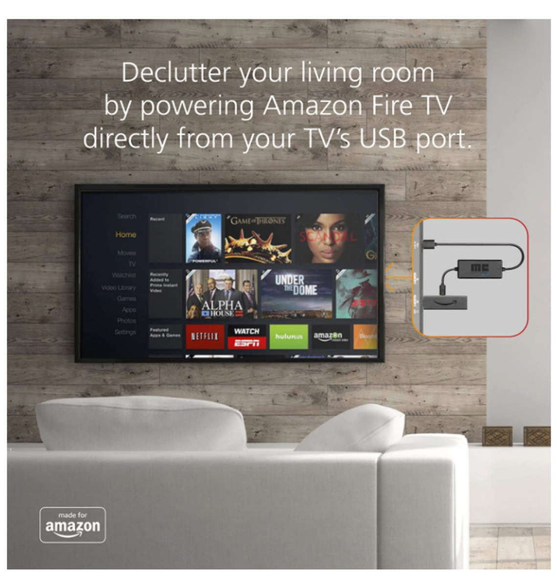 AMAZON FIRE TV USB POWER CABLE