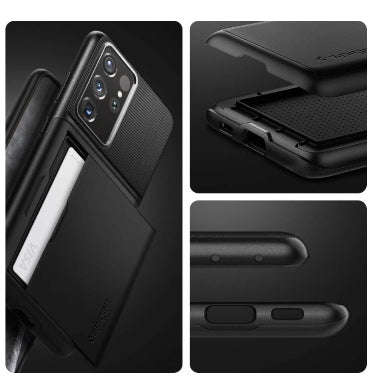 SAMSUNG GALAXY S21 ULTRA PREMIUM SLIM ARMOR CARD CASE BLACK | SPIGEN