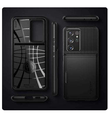 SAMSUNG GALAXY S21 ULTRA PREMIUM SLIM ARMOR CARD CASE BLACK | SPIGEN