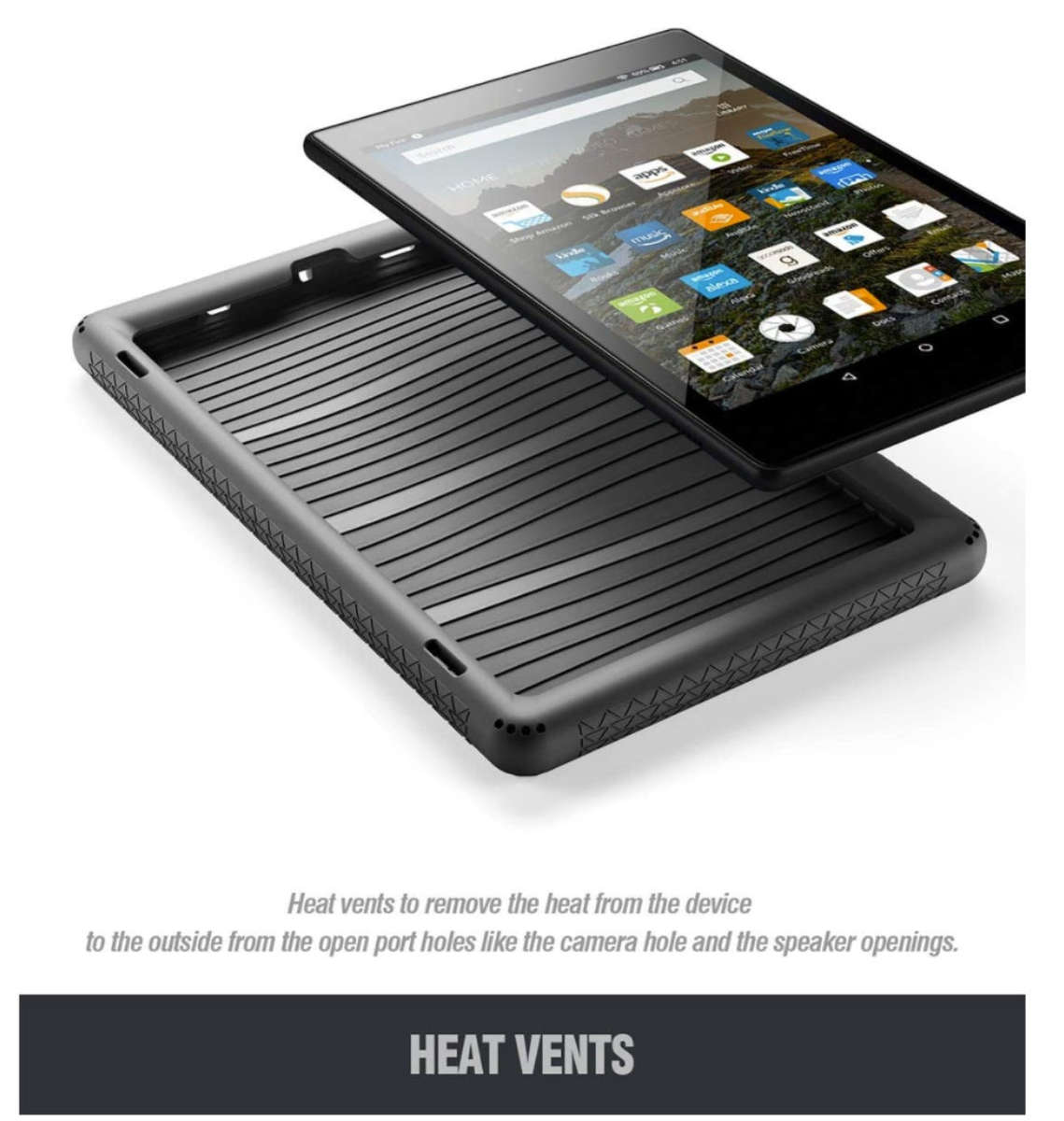 AMAZON FIRE HD 10" TABLET (2019) RUGGED SILICONE PROTECTIVE CASE BLACK | POETIC