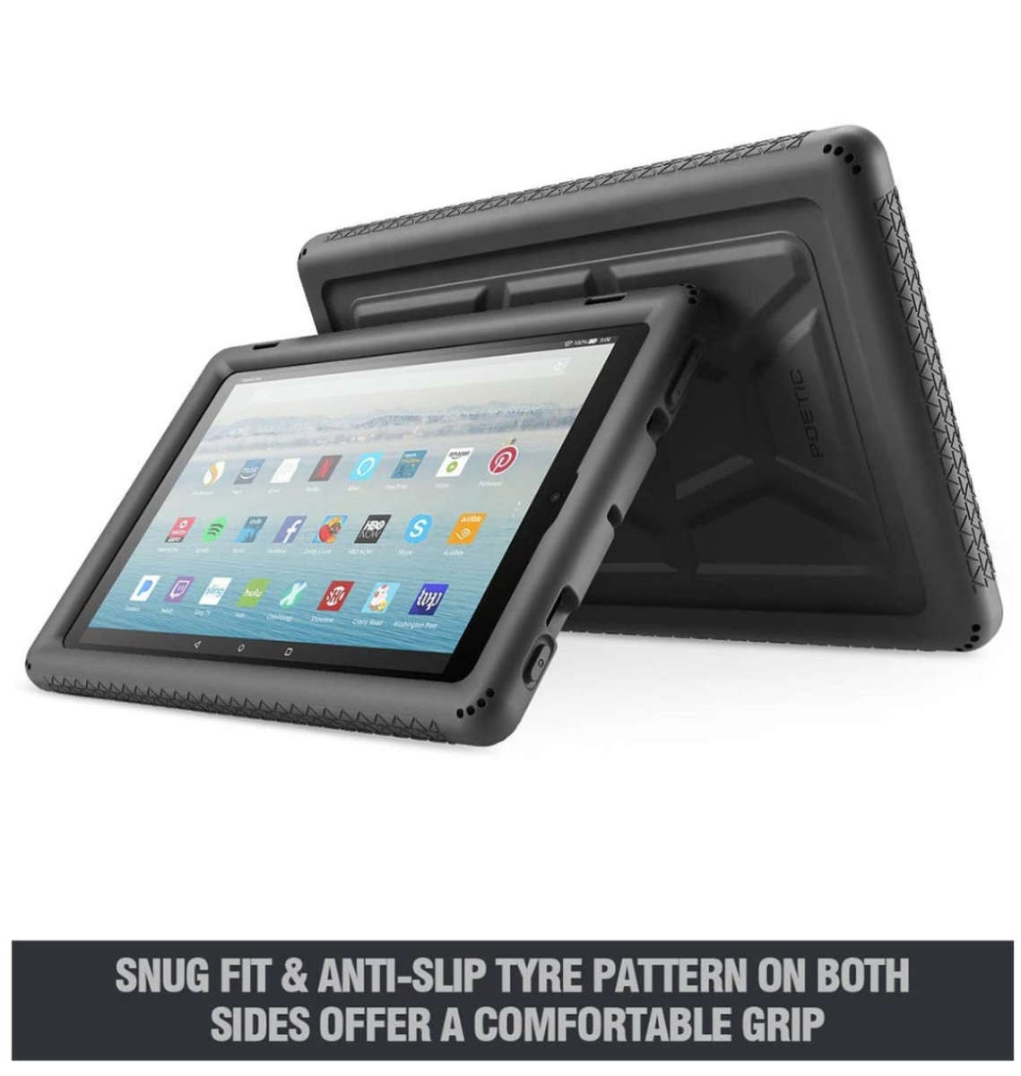 AMAZON FIRE HD 10" TABLET (2019) RUGGED SILICONE PROTECTIVE CASE BLACK | POETIC