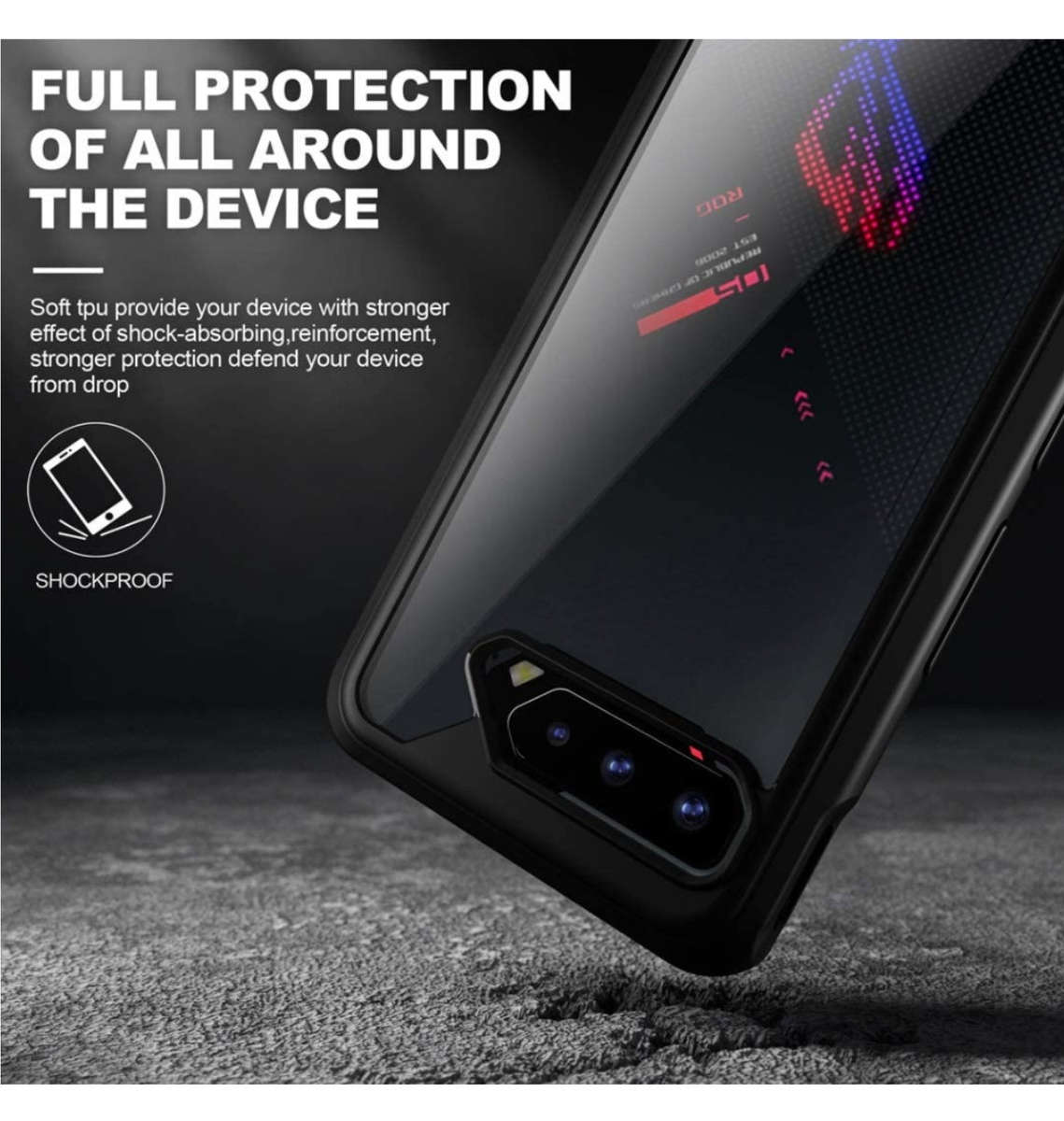 ASUS ROG PHONE 5 PREMIUM HYBRID BUMPER CASE BLACK/CLEAR