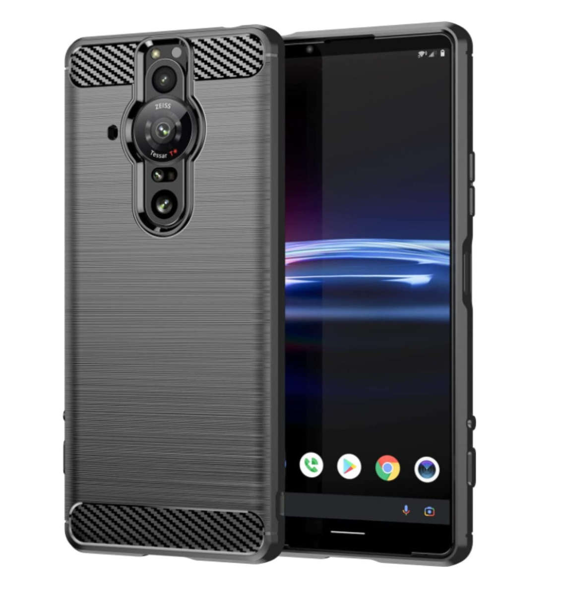 SONY XPERIA PRO-I (2022) ULTRA SLIM BRUSHED CARBON FIBRE DESIGN TPU CASE BLACK