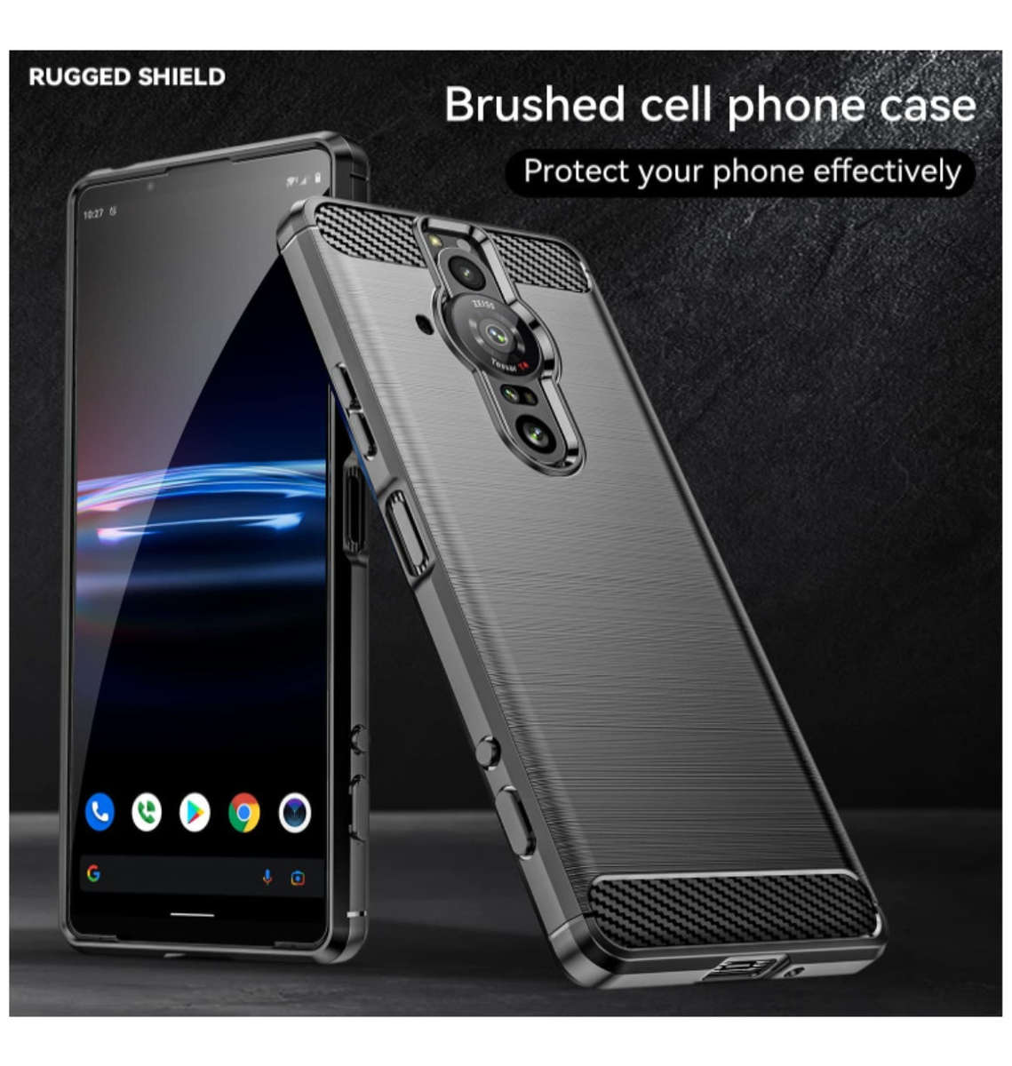 SONY XPERIA PRO-I (2022) ULTRA SLIM BRUSHED CARBON FIBRE DESIGN TPU CASE BLACK