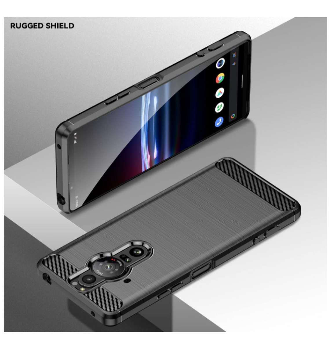 SONY XPERIA PRO-I (2022) ULTRA SLIM BRUSHED CARBON FIBRE DESIGN TPU CASE BLACK