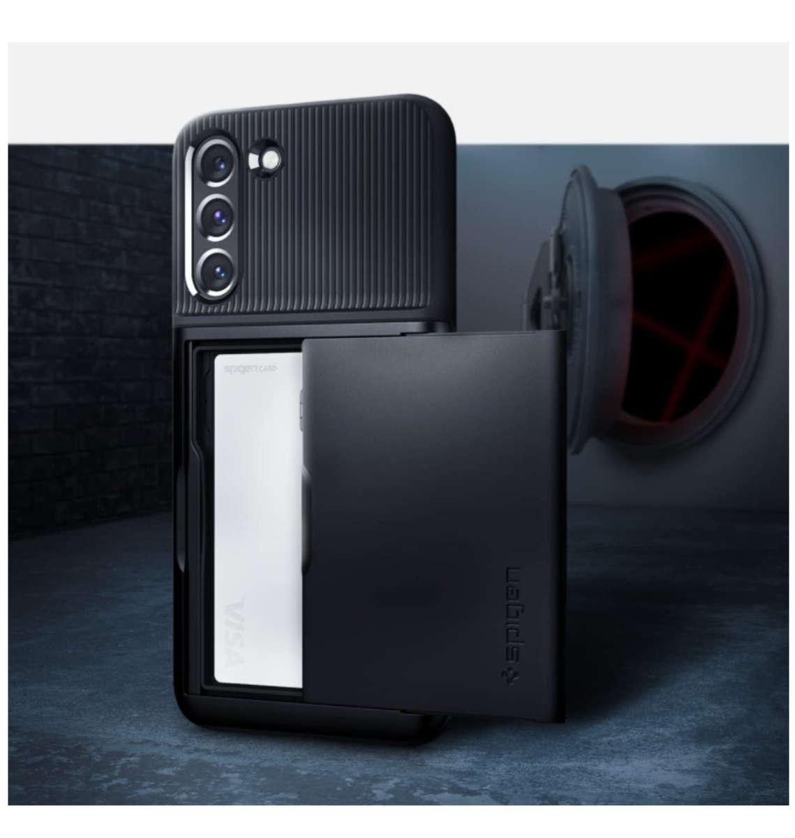 SAMSUNG GALAXY S22+ PREMIUM SLIM ARMOR CARD CASE BLACK | SPIGEN