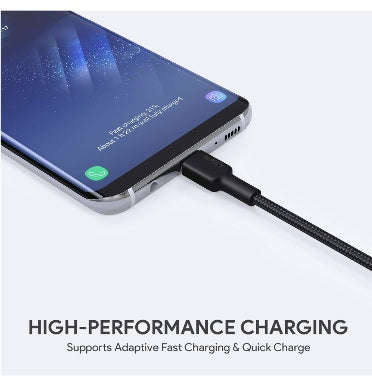 USB-C TO USB BRAIDED NYLON FAST CHARGING CABLE 2M BLACK 2PK | AUKEY