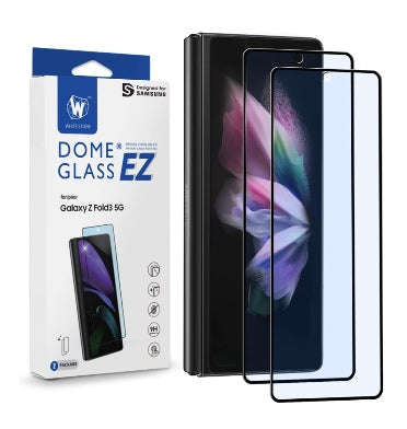 SAMSUNG GALAXY Z FOLD 3 5G TEMPERED EZ DOME GLASS SCREEN PROTECTOR BLACK 2PK | WHITESTONE