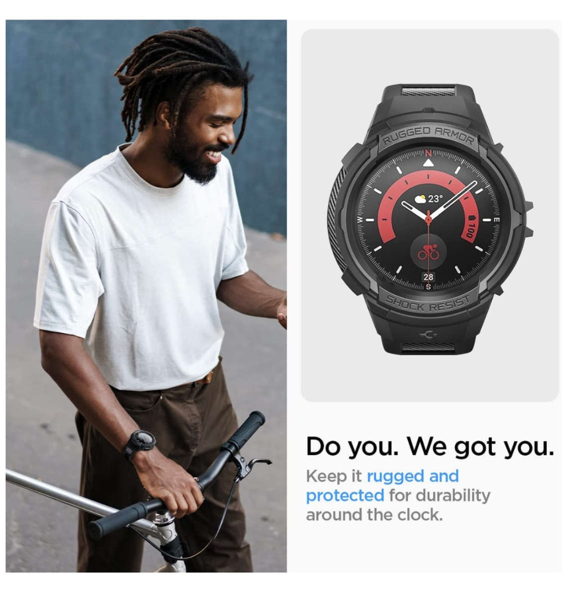 SAMSUNG GALAXY WATCH 5 PRO PREMIUM RUGGED ARMOR PRO CASE 45MM BLACK | SPIGEN