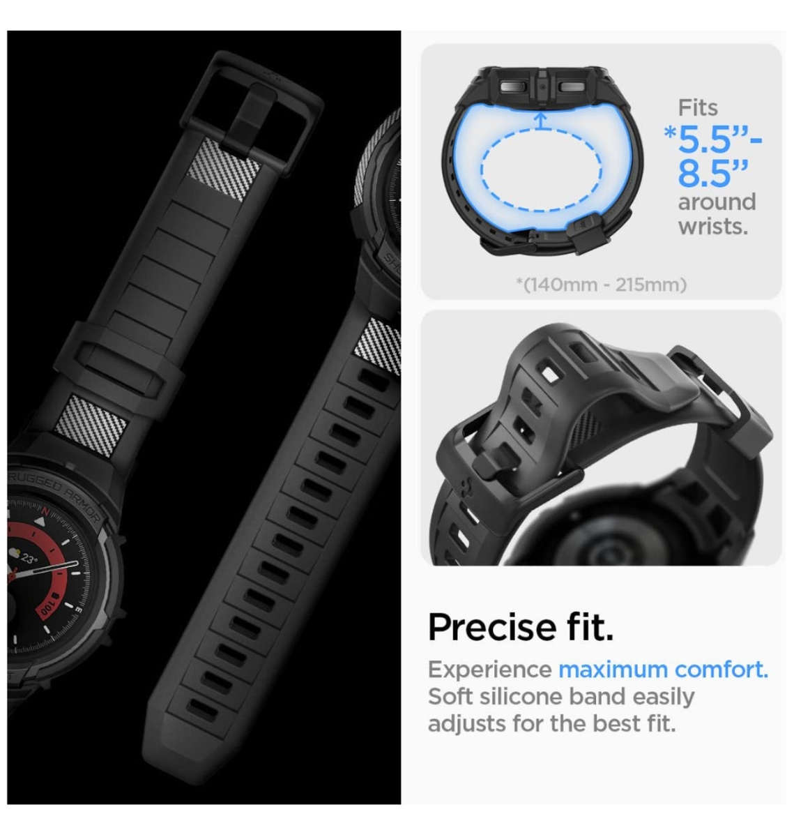 SAMSUNG GALAXY WATCH 5 PRO PREMIUM RUGGED ARMOR PRO CASE 45MM BLACK | SPIGEN